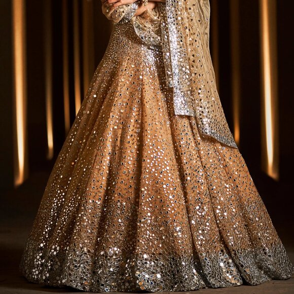 SEEMA GUJRAL Gold & Silver Embroidered Lehenga Dress Set for Bridal or Wedding - Picture 14 of 17